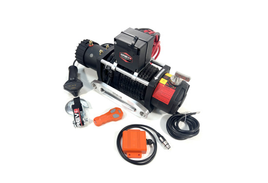 Лебедка электрическая 4REVO серии SRX 12V 13500 lbs / 6115 кг с синтетическим тросом