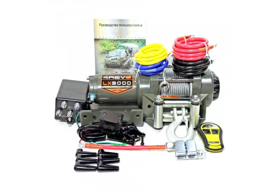 Лебедка электрическая 4REVO серии LX 12V 3000 lbs / 1360 кг со стальным тросом