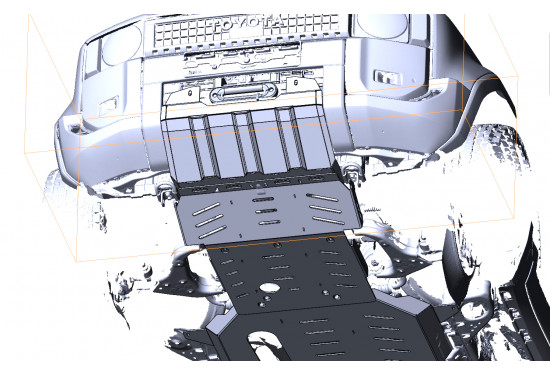 Площадка под лебедку в штатный бампер Toyota Land Cruiser Prado 250 с листом защиты