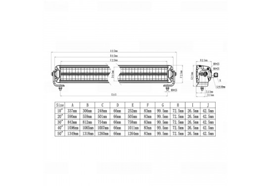Светодиодная балка Aurora 180W Дальний + ДХО (ALO-P-D10-10-R14Y-AW)