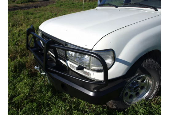 Передний силовой бампер для Toyota Land Cruiser 80 с кенгурином и местами под ПТФ