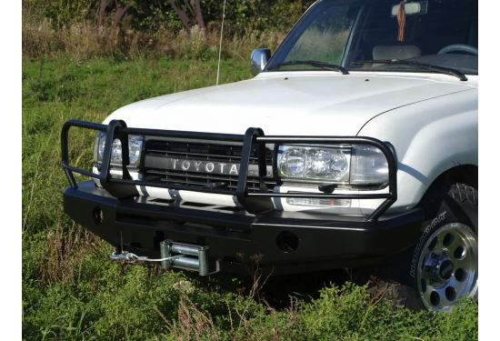 Передний силовой бампер для Toyota Land Cruiser 80 с кенгурином и местами под ПТФ