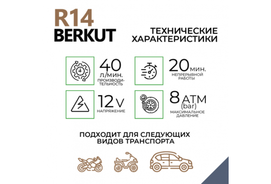 Компрессор переносной 12V BERKUT R14