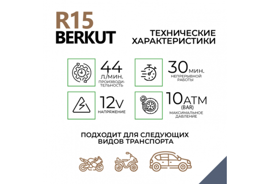 Компрессор переносной 12V BERKUT R15