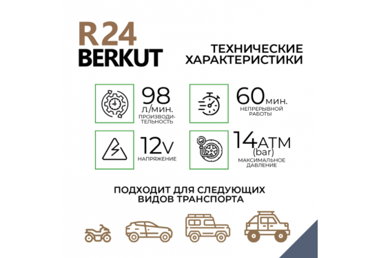 Компрессор переносной 12V BERKUT R24