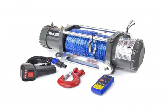 Лебедка электрическая 12V Electric Winch 12000lbs / 5443 кг синтетический трос