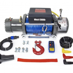 Лебедка электрическая 12V Electric Winch 12000lbs / 5443 кг синтетический трос