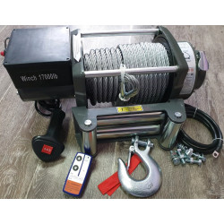 Лебедка электрическая 12V Electric Winch GRIZZLY 17000lbs / 7727 кг стальной трос