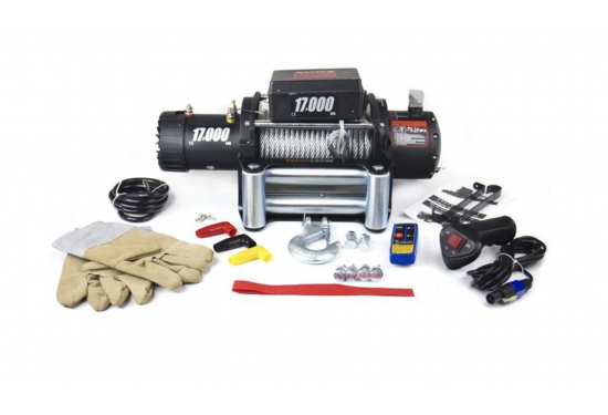 Лебедка электрическая 24V Electric Winch GRIZZLY 17000lbs / 7727 кг стальной трос