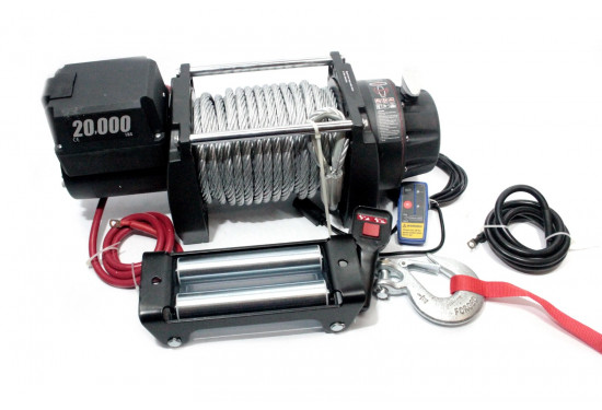 Лебедка электрическая 12V Electric Winch GRIZZLY 20000lbs / 9090 кг стальной трос