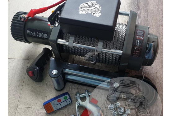 Лебедка электрическая 12V Electric Winch GRIZZLY 20000lbs / 9090 кг стальной трос