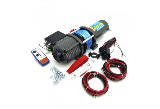 Лебедка электрическая 12V Electric Winch GRIZZLY 4000lbs / 1814 кг синтетический трос