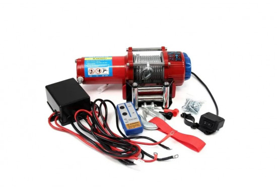 Лебедка электрическая 12V Electric Winch GRIZZLY 4500lbs / 2040 кг синтетический трос