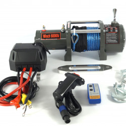 Лебедка электрическая 12V Electric Winch 6000lbs / 2722 кг синтетический трос