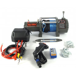 Лебедка электрическая 12V Electric Winch 6000lbs / 2722 кг синтетический трос