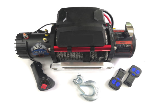 Лебедка электрическая 12V Electric Winch GRIZZLY 9500lbs / 4310 кг синтетический трос