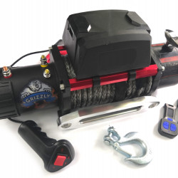 Лебедка электрическая 12V Electric Winch GRIZZLY 9500lbs / 4310 кг синтетический трос