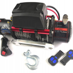 Лебедка электрическая 12V Electric Winch GRIZZLY 1200lbs / 5443 кг синтетический трос