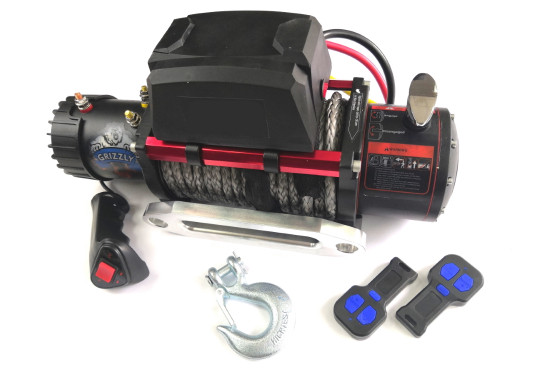 Лебедка электрическая 12V Electric Winch GRIZZLY 9500lbs / 4310 кг синтетический трос