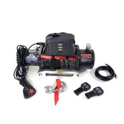 Лебедка электрическая 12V Electric Winch GRIZZLY 1200lbs / 5443 кг синтетический трос