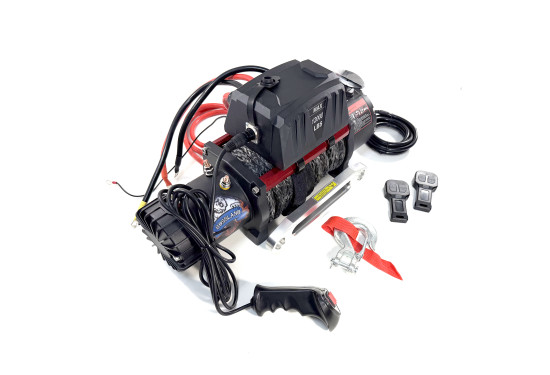 Лебедка электрическая 12V Electric Winch GRIZZLY 1200lbs / 5443 кг синтетический трос