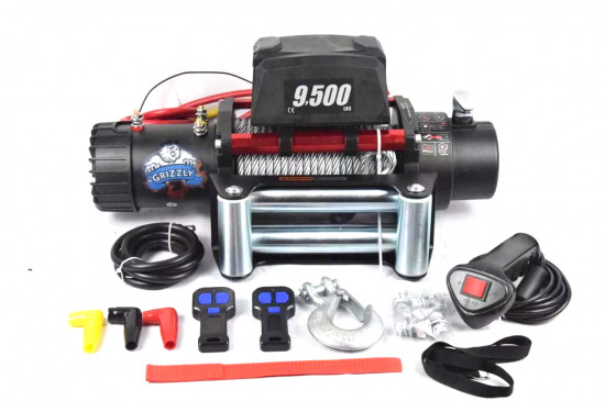 Лебедка электрическая 12V Electric Winch GRIZZLY 9500lbs / 4310 кг стальной трос