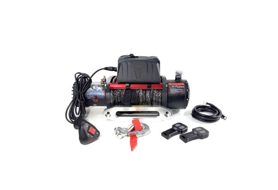 Лебедка электрическая 12V Electric Winch GRIZZLY 9500lbs / 4310 кг синтетический трос