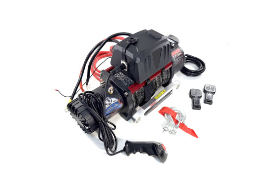 Лебедка электрическая 12V Electric Winch GRIZZLY 9500lbs / 4310 кг синтетический трос