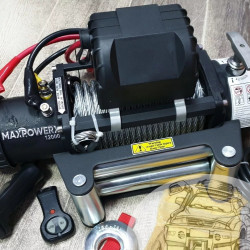 Лебедка электрическая 12V MAXPOWER 12000lbs / 5443 кг стальной трос