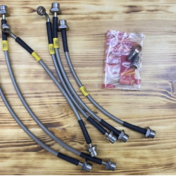 Комплект армированных тормозных шлангов для Toyota FJ Cruiser 2006-2022 под лифт 25-50 мм (6 шт.)