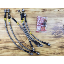 Комплект армированных тормозных шлангов для Toyota FJ Cruiser 2006-2022 под лифт 25-50 мм (6 шт.)