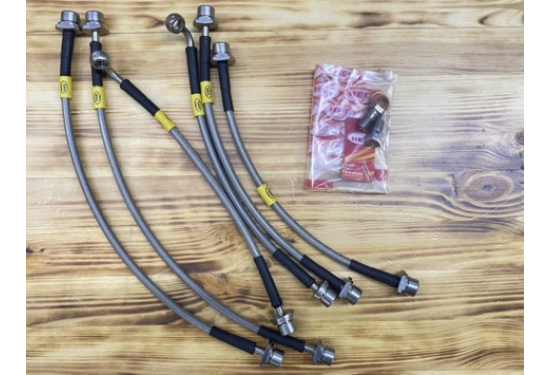 Комплект армированных тормозных шлангов для Toyota FJ Cruiser 2006-2022 под лифт 25-50 мм (6 шт.)