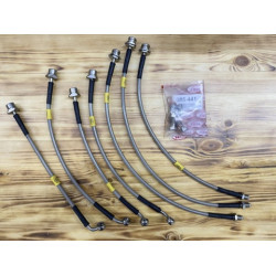 Комплект армированных тормозных шлангов для Toyota Land Cruiser 105 1998-2005 с дисковыми тормозам под лифт 25-50 мм (7 шт.)