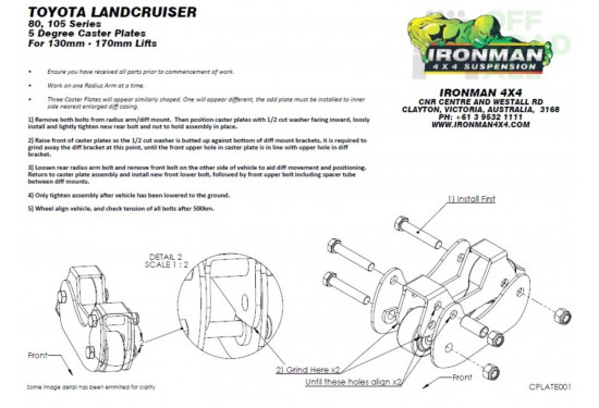 Кастор плата 5º Ironman для Toyota Land Cruiser 80 / 105 под лифт 130-170 мм