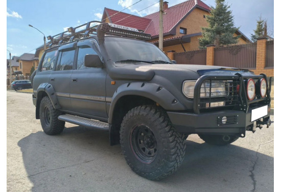 Бампер силовой передний OJ серии "ТРОФИ" для Toyota Land Cruiser 80 с кенгурином и ПТФ