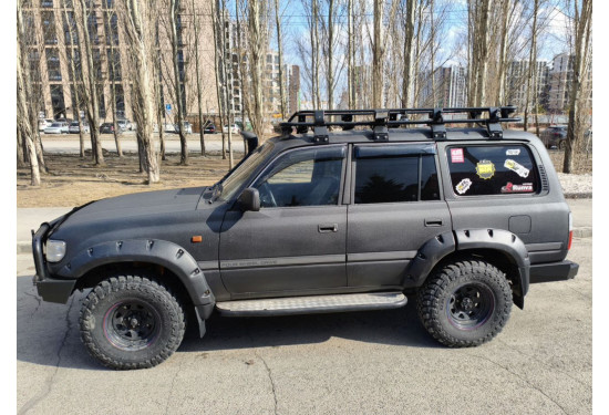 Бампер силовой передний OJ серии "ТРОФИ" для Toyota Land Cruiser 80 с кенгурином и ПТФ