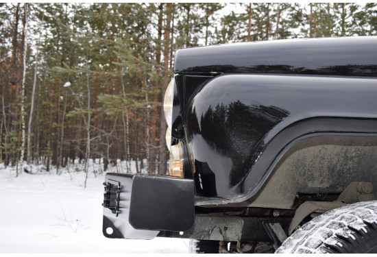 Бампер силовой передний OJ серии "ТРОФИ" для УАЗ Хантер и УАЗ 469/3151 с центральной дугой и противотуманными фарами