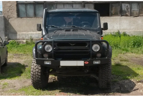 Бампер силовой передний OJ серии "ТРОФИ" для УАЗ Хантер и УАЗ 469/3151 с местами под ПТФ