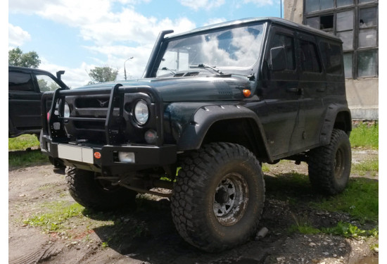 Бампер силовой передний OJ серии "ТРОФИ" для УАЗ Хантер и УАЗ 469/3151 с местами под ПТФ