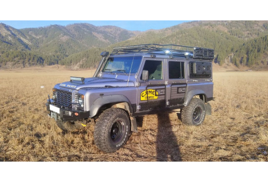 Бампер силовой передний OJ серии "ТРОФИ" для Land Rover Defender 90/110 с противотуманными фарами