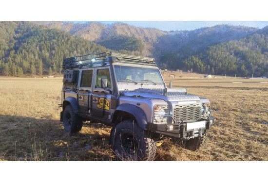 Бампер силовой передний OJ серии "ТРОФИ" для Land Rover Defender 90/110 с противотуманными фарами