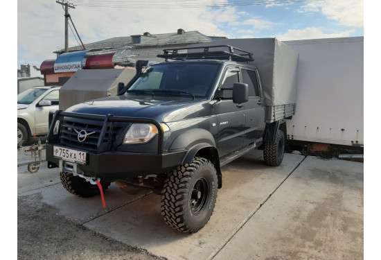 Бампер силовой передний OJ серии "ТУРИЗМ" для УАЗ Патриот с кенгурином