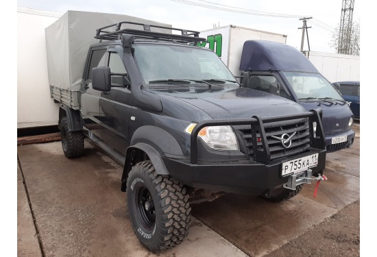 Бампер силовой передний OJ серии "ТУРИЗМ" для УАЗ Патриот с кенгурином