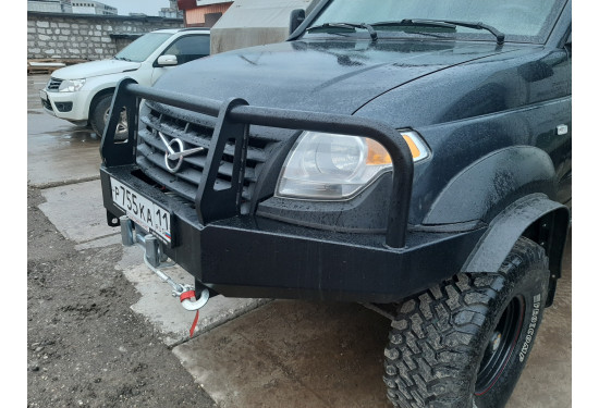 Бампер силовой передний OJ серии "ТУРИЗМ" для УАЗ Патриот с кенгурином