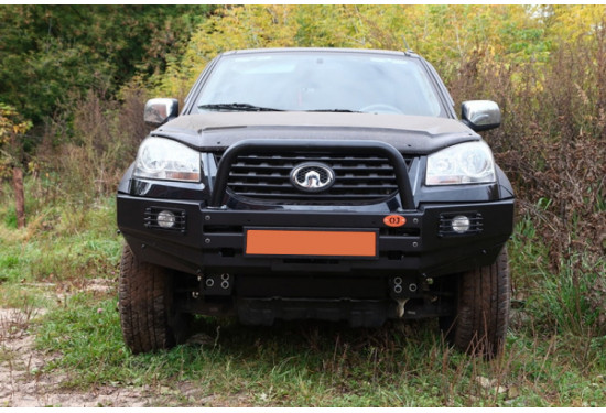 Бампер силовой передний OJ серии "ТРОФИ" для Great Wall Wingle 5 2011-2016 с центральной дугой и ПТФ