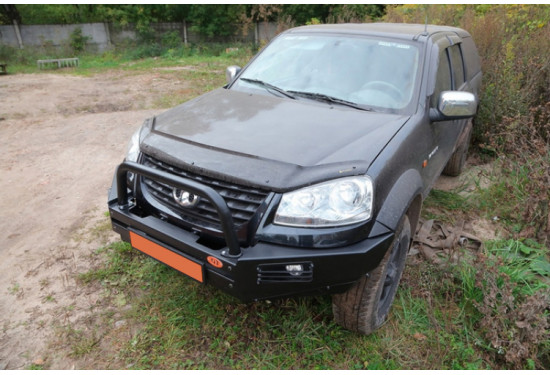 Бампер силовой передний OJ серии "ТРОФИ" для Great Wall Wingle 5 2011-2016 с центральной дугой и ПТФ