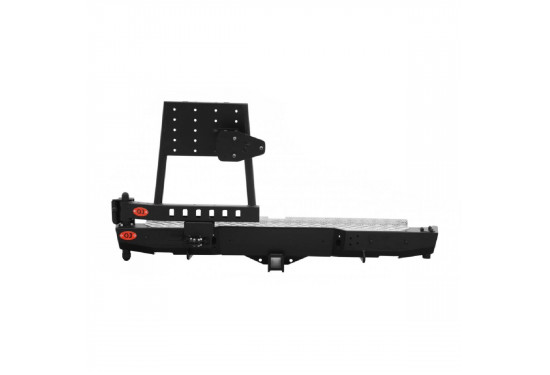 Бампер силовой задний OJ серии "ТРОФИ" для Mitsubishi L200 2006-2015 с калиткой под запаску и квадратом под фаркоп