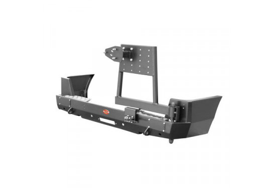 Бампер силовой задний OJ серии "ТРОФИ" для УАЗ Патриот с площадкой под лебедку и калиткой под запаску