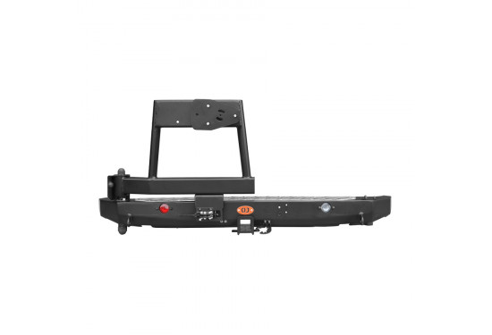 Бампер силовой задний OJ серии "ТРОФИ" для ВАЗ 2121 Нива и ее модификаций с калиткой под запаску и квадратом под фаркоп