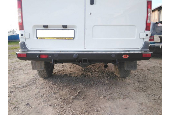 Бампер силовой задний OJ серии "ТУРИЗМ" для ГАЗ Соболь 4х4 (221717, 22177, 27527) с квадратом под фаркоп